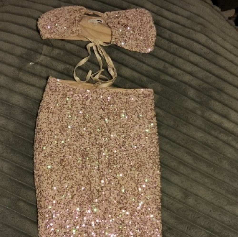 Cute New Years Outfit Brand New Fashion Nova Pink Sequin Skirt Set